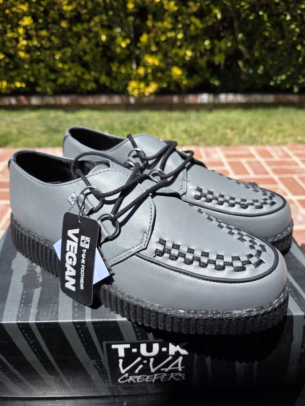 NWT T.U.K Grey Tukskin Viva Low Creepers Shoes